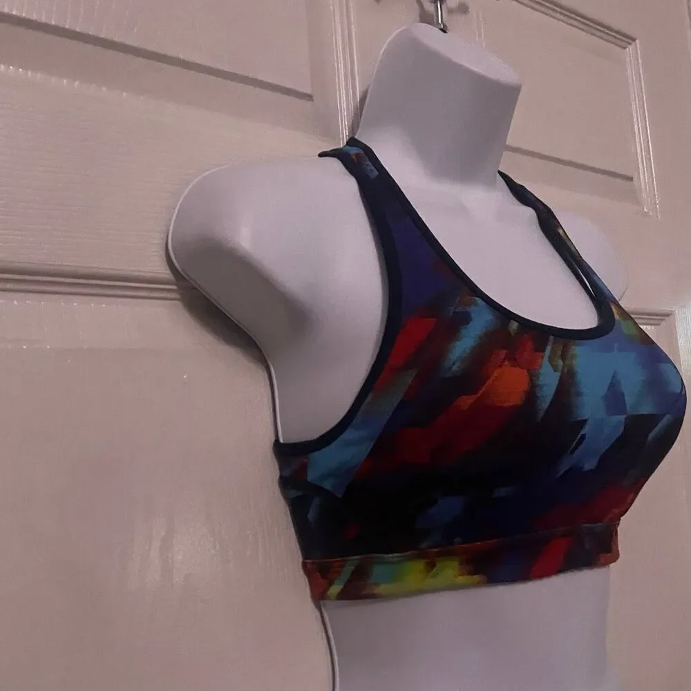 Athleta Extra Small Sports Bra Rainbow Open Back